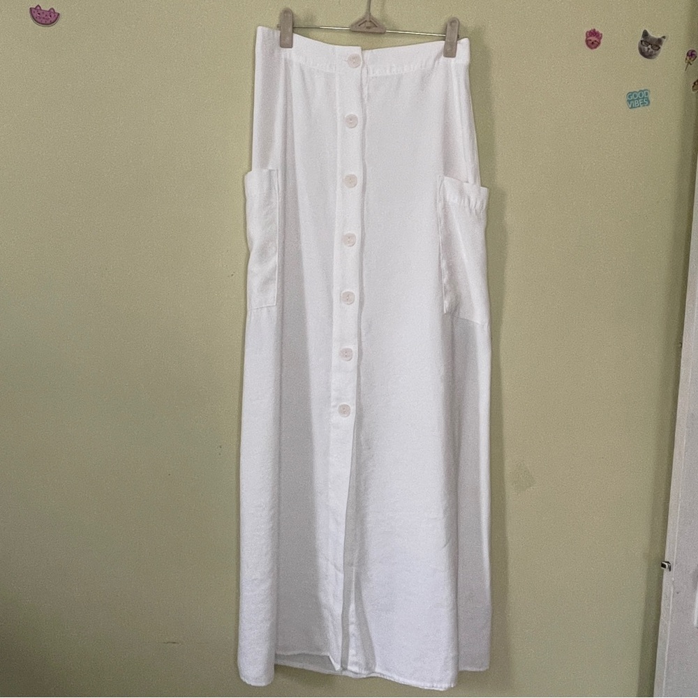 Caren Forbes White Button-Down Maxi Skirt